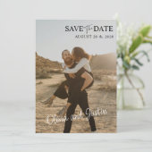 Foto Beige Save the Date Einladung (Stehend Vorderseite)