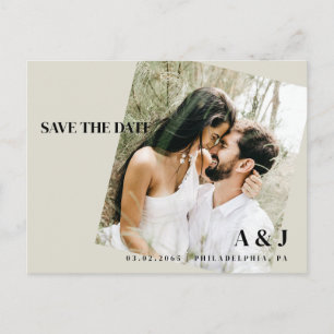Foto Beige Save-the-Date Hochzeits-Website QR-Code Postkarte