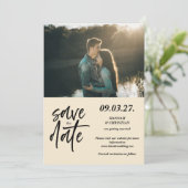 Foto Beige Save the Date Minimalistisch (Stehend Vorderseite)
