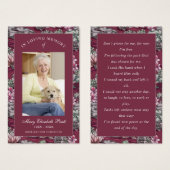 Foto Beileid Beerdigung Gedenkkarten (Vorne & Hinten)