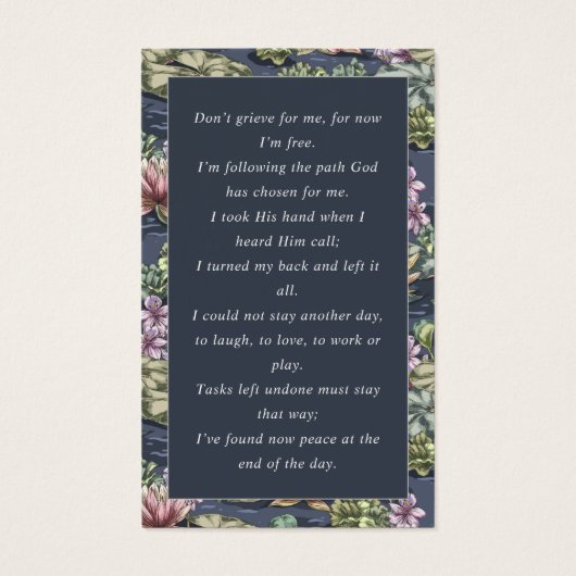 Foto Beileid Beerdigung Gedenkkarten (Rückseite)