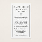 Foto Beileid Beerdigung Gedenkkarten (Rückseite)