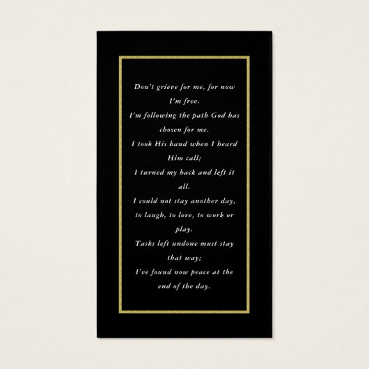 Foto Beileid Beerdigung Gedenkkarten (Rückseite)