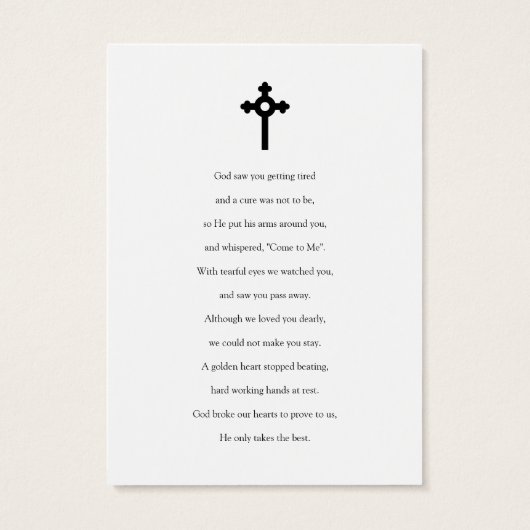 Foto Beileid Beerdigung Gedenkkarten (Rückseite)