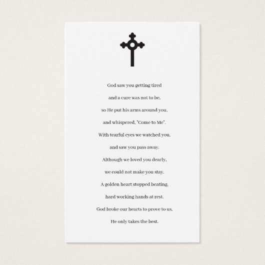 Foto Beileid Beerdigung Gedenkkarten (Rückseite)