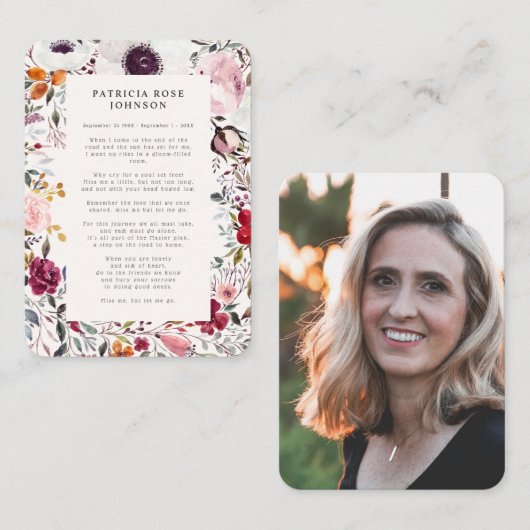 Foto-Beileid-Beerdigungskarte Visitenkarte (Vorne/Hinten)