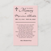 Foto Beileid Beerdigungskarten Visitenkarte (Rückseite)