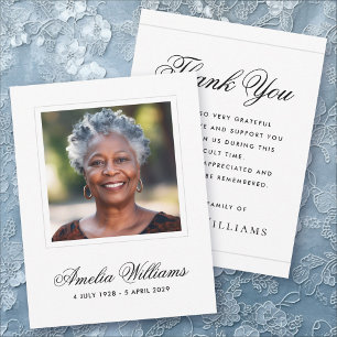 Foto Beileid bereavew weiß Dankeschön Karte