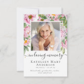 Foto Beileid Blumenbeerdigung Danke Mitteilungskarte (Rückseite)