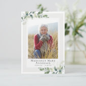 Foto Beileid Eukalyptus Beerdigung Dankeskarte (Stehend Vorderseite)