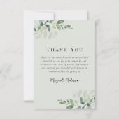 Foto Beileid Eukalyptus Beerdigung Dankeskarte (Rückseite)