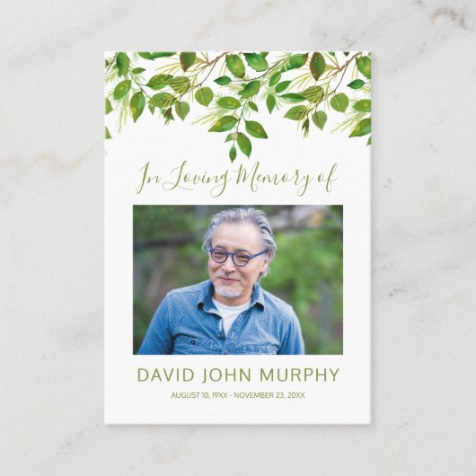 Foto-Beileid-Gedenkgebet Telefonnummerkarte (Vorderseite)