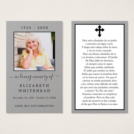 Foto Beileid Spanische Beerdigungskarte (Vorne & Hinten)