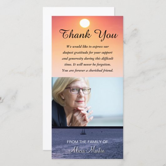 Foto-Beileids-Denkmal danken Ihnen Dankeskarte (Vorne/Hinten)