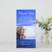 Foto-Beileids-Denkmal danken Ihnen Ozean-Himmel Dankeskarte (Stehend Vorderseite)