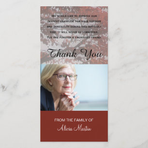 Foto-Beileids-Denkmal danken Ihnen roter Dankeskarte