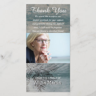 Foto-Beileids-Denkmal danken Ihnen rustikales Holz Dankeskarte