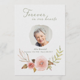 Foto-Beileids-RoseWatercolorWreath danken Ihnen Dankeskarte