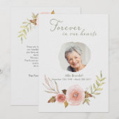 Foto-Beileids-RoseWatercolorWreath danken Ihnen Dankeskarte (Vorne/Hinten)