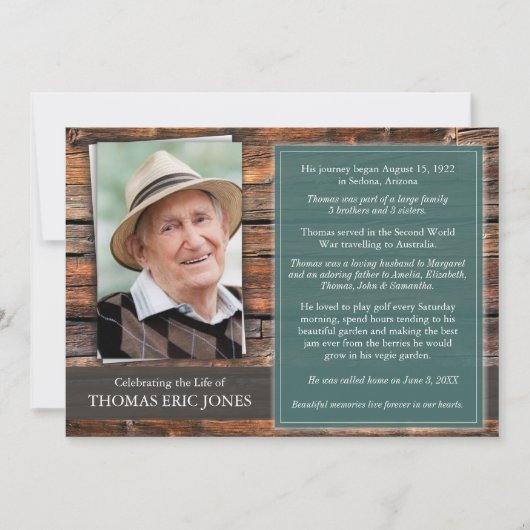 Foto Bereavement Beileid Beerdigung Danke Einladung (Vorderseite)