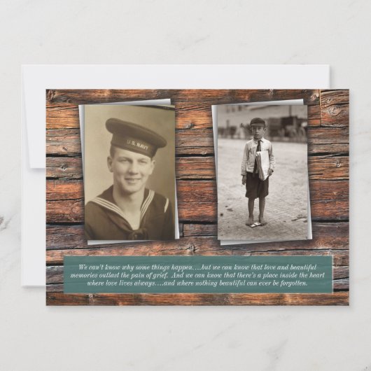 Foto Bereavement Beileid Beerdigung Danke Einladung (Rückseite)