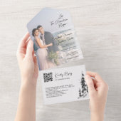 Foto Bergwald moderne QR Code UAWG Hochzeit All In One Einladung (Abreißen)