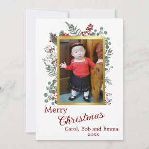 Foto Berries und Botanicals Flat Holiday Card Feiertagskarte