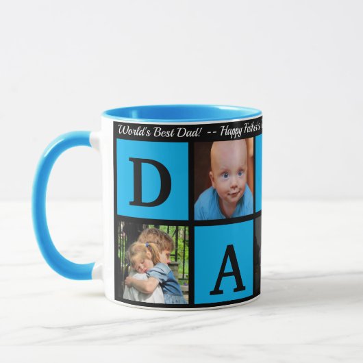 Foto BEST DADDY Collage Coffee Vatertag Schwarz Tasse (Links)