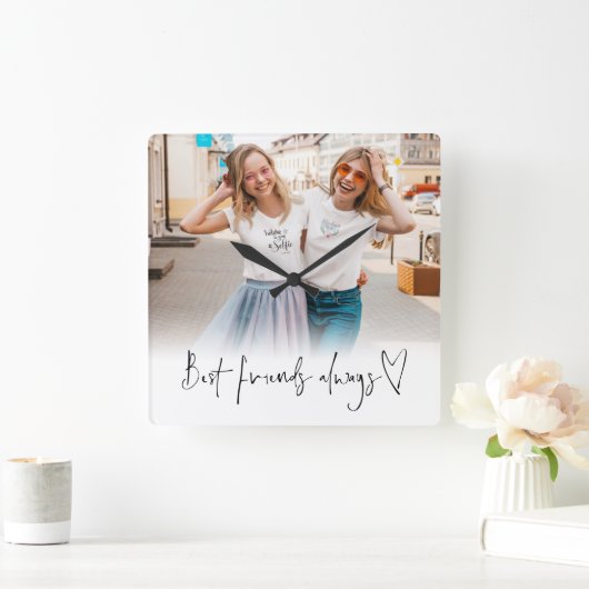 Foto Best Friends immer Skripts hören Quadratische Wanduhr (Zuhause)