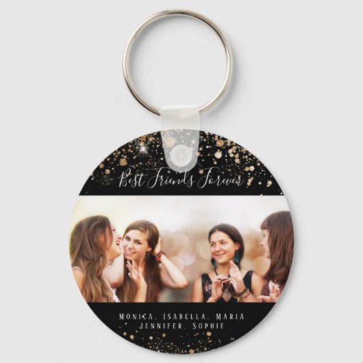 Foto beste Freunde für immer schwarzer Glitzer Nam Schlüsselanhänger (Vorderseite)