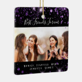 Foto beste Freunde für immer schwarzer lila Glitze Keramikornament (Rechts)