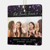 Foto beste Freunde für immer schwarzer lila Glitze Keramikornament (Links)