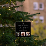 Foto beste Freunde Geburtstag Schwarz-weißen Chic Keramikornament<br><div class="desc">Ein Geschenk von Freunden für den 21. Geburtstag einer Frau, die ihr Leben mit 3 Fotos von ihr, ihren Freunden, ihrer Familie, ihrem Interesse oder ihren Haustieren feiert. Personalisieren und fügen Sie ihren Namen, Alter 21 und Ihre Namen. Weiße Buchstaben. Ein schicker, klassischer schwarzer Hintergrund. Ihr Name ist mit einem...</div>