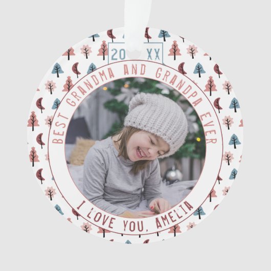 Foto Beste Großeltern Bäume Pastel Keepake Ornament (Vorderseite)