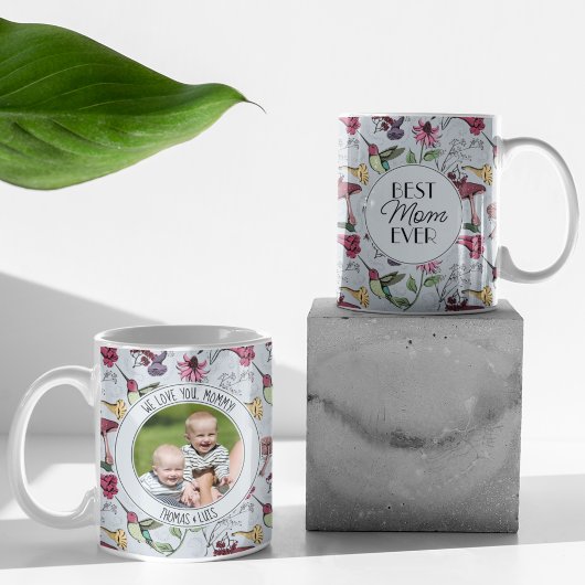 Foto Beste Mama je Hummingbird & Exotische Blume Kaffeetasse