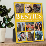 Foto Bestie Geschenk | Bester Freund Fotoplatte<br><div class="desc">Personalisierte Freundschafts-Foto-Plakette mit einem goldgelben Hintergrund,  der in jede Farbe verändert werden kann,  9 Bilder von Ihnen und Ihre bestie,  und ein niedlich bester Freund-Zitat.</div>