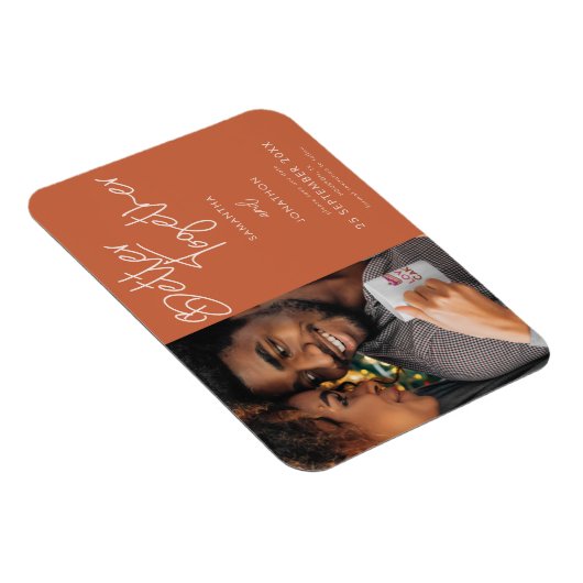 Foto Better Together Terracotta Save the Date Magnet (Rechte Seite)