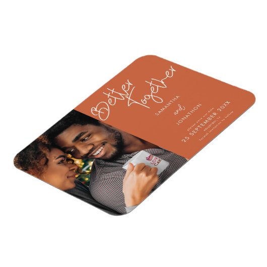 Foto Better Together Terracotta Save the Date Magnet (Linke Seite)