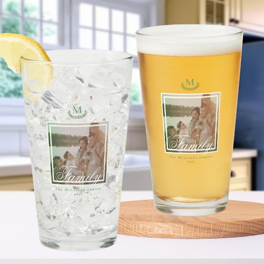 Foto-Bier-Glas-Tumbler Monogram-Kränz Glas
