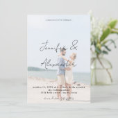 Foto & Big Names Vertikales Foto Hochzeit V2 Einladung (Stehend Vorderseite)