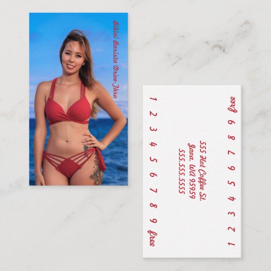 Foto Bikini Coffee Drive-Thru Loyalty Card Treuekarte (Vorne/Hinten)
