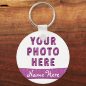 Foto-Bild-Schlüsselanhänger mit Name auf rosa Bann Schlüsselanhänger (Vorderseite)