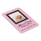 Foto Birth Ankündigung | Baby Girl Pink Hearts Magnet (Rechte Seite)