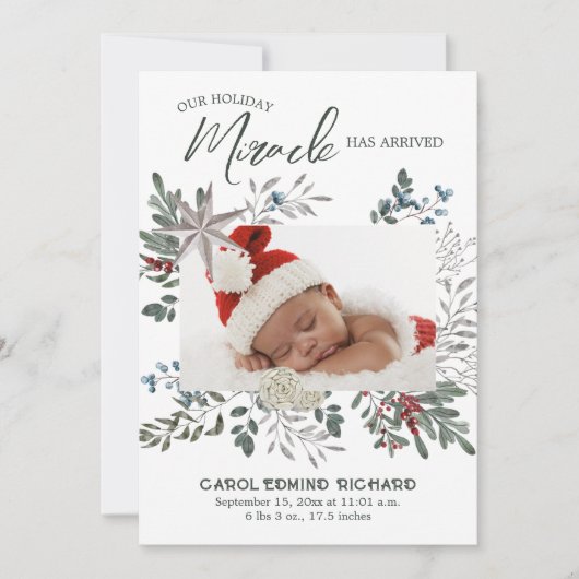 Foto Birth Ankündigung Weihnachts-Baby-Dusche (Vorderseite)