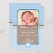FOTO BIRTH ANNOCEMENT Sweka polka dot blue Ankündigung (Vorne/Hinten)