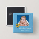 Foto Birth Annoucement Niedlich Baby Chick Button (Vorne & Hinten)