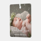Foto Birth Announcement Babys Erste Weihnachten Ornament Aus Metall (Vorderseite links)