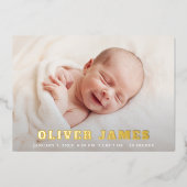 Foto Birth Announcement Card mit Folie Folieneinladung (Vorderseite)