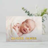 Foto Birth Announcement Card mit Folie Folieneinladung (Stehend vorne)