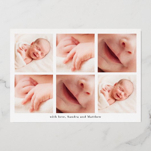 Foto Birth Announcement Card mit Folie Folieneinladung (Rückseite)